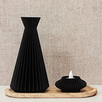 Kyoto Pleat Vase— Moderne houten look vaas (3D-geprint in Wood-PLA) voor droogbloemen