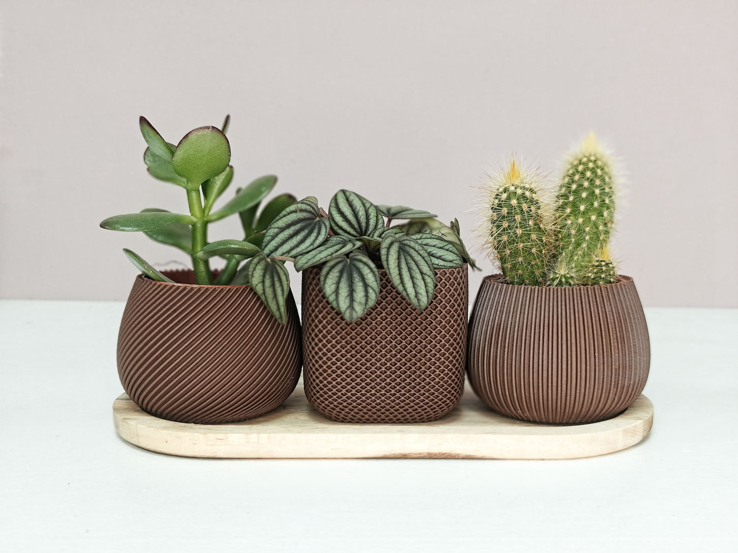 Nova Trio - Set van drie potjes (3D-geprint met wood-PLA)