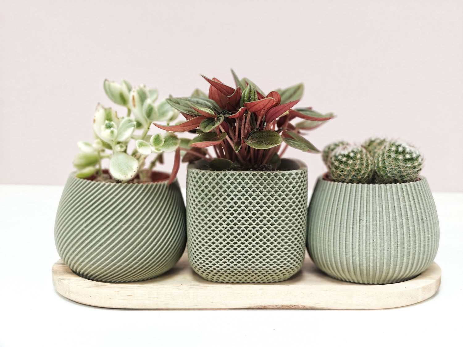 Nova Trio - Set van drie potjes (3D-geprint met wood-PLA)